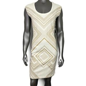 XOXO Womens XL Dress Cream Gold Sleeveless Stretch